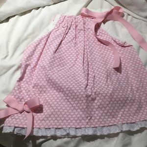 Pink white heart dress with ruffles 18-24m nwot